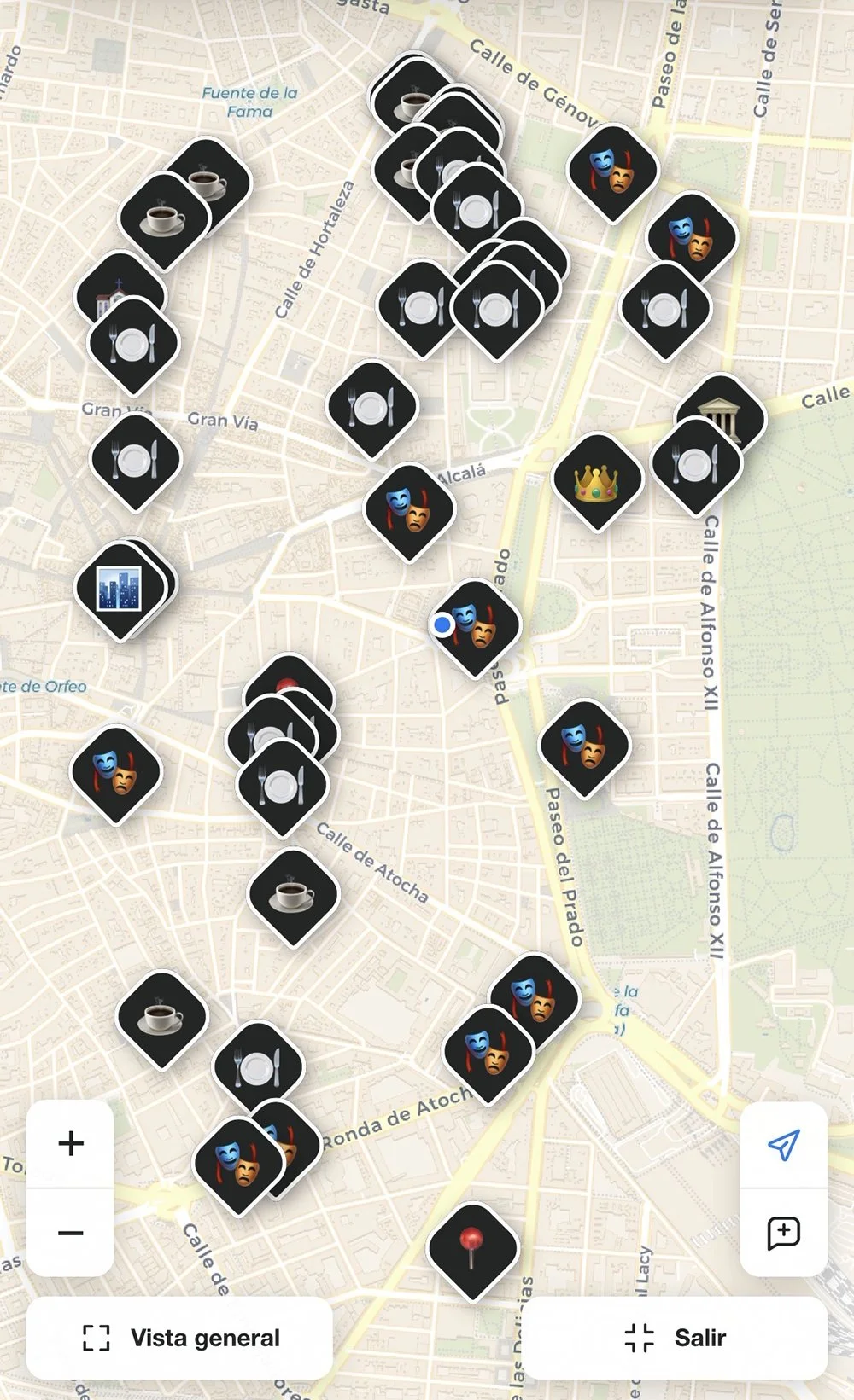 Mapa en el móvil utilizando la ubicación del viajero