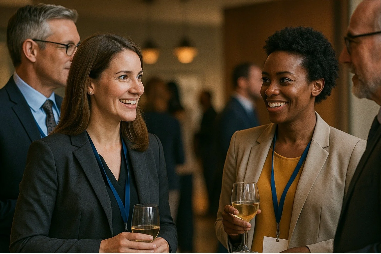 Leaders networking at an event