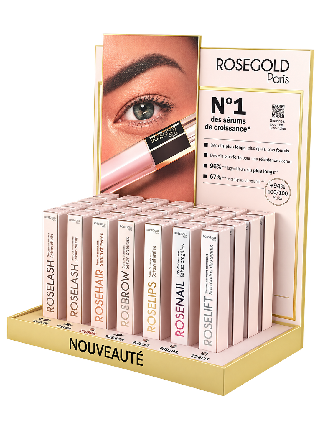 Expositor rosa Rosegold de mostrador