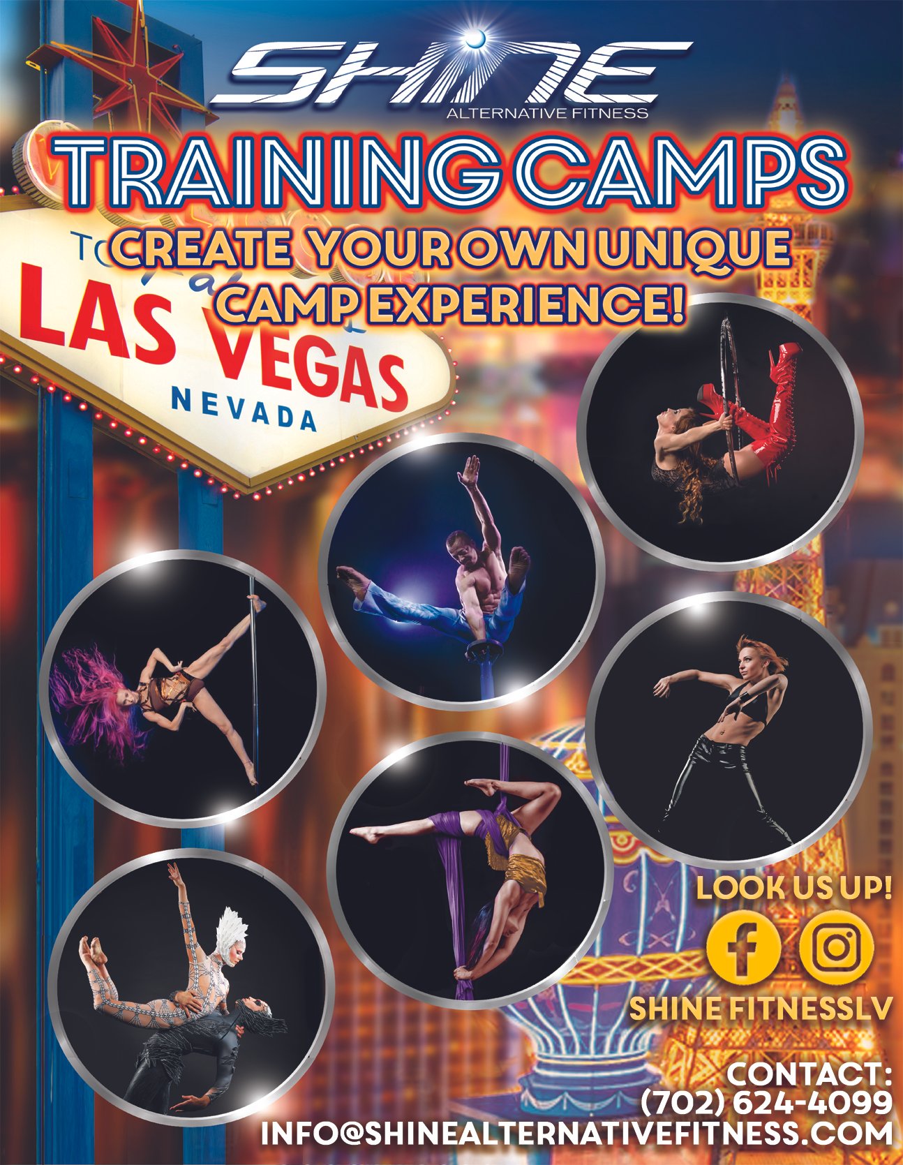 Shine Alternative Fitness Build Your Own Training Camp flyer — three-day custom intensive for groups in Las Vegas