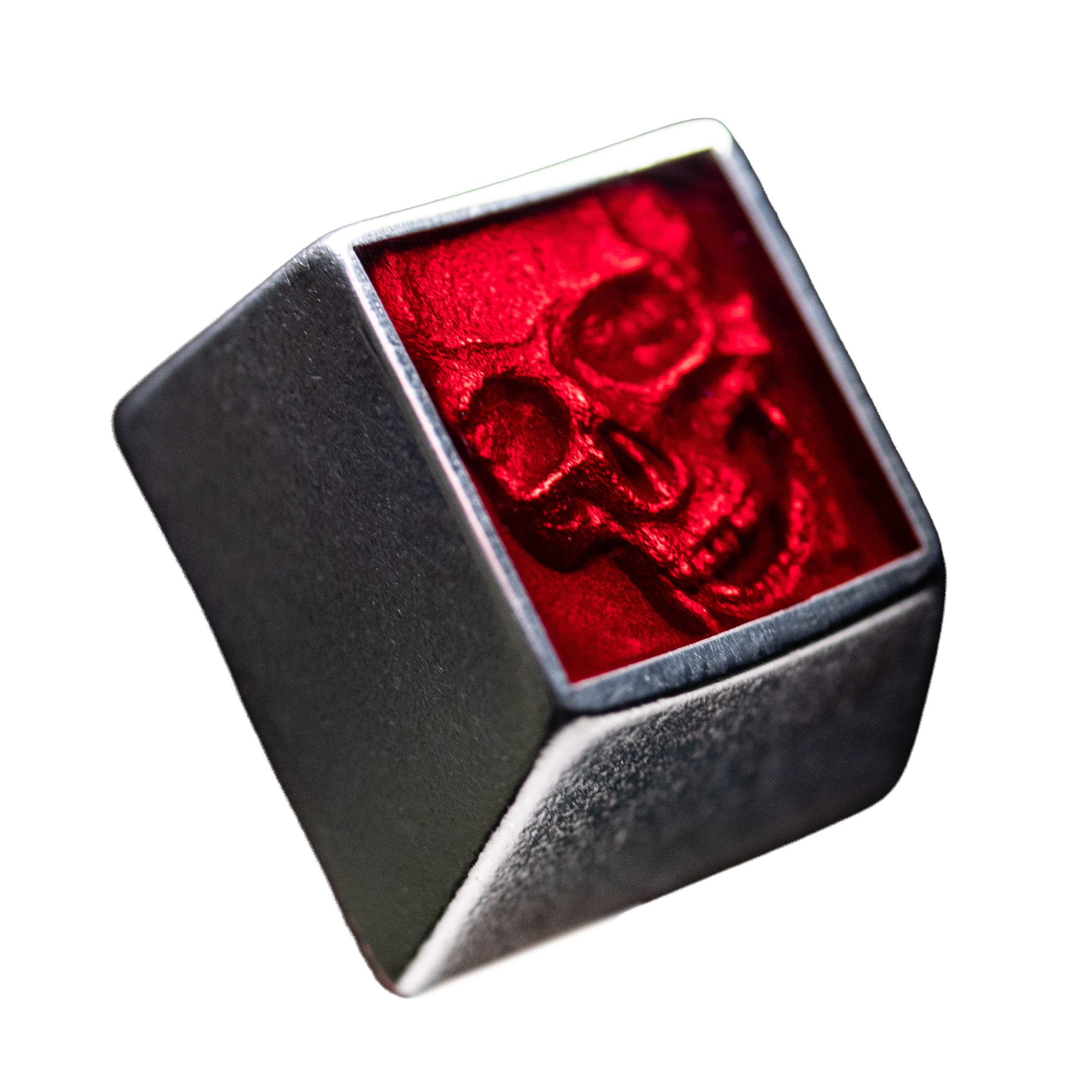 Vigor: red skull in a brushed aluminium keycap