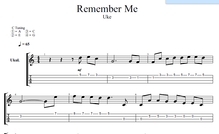 Remember Me (ukulele tab) - Joey Carmon.