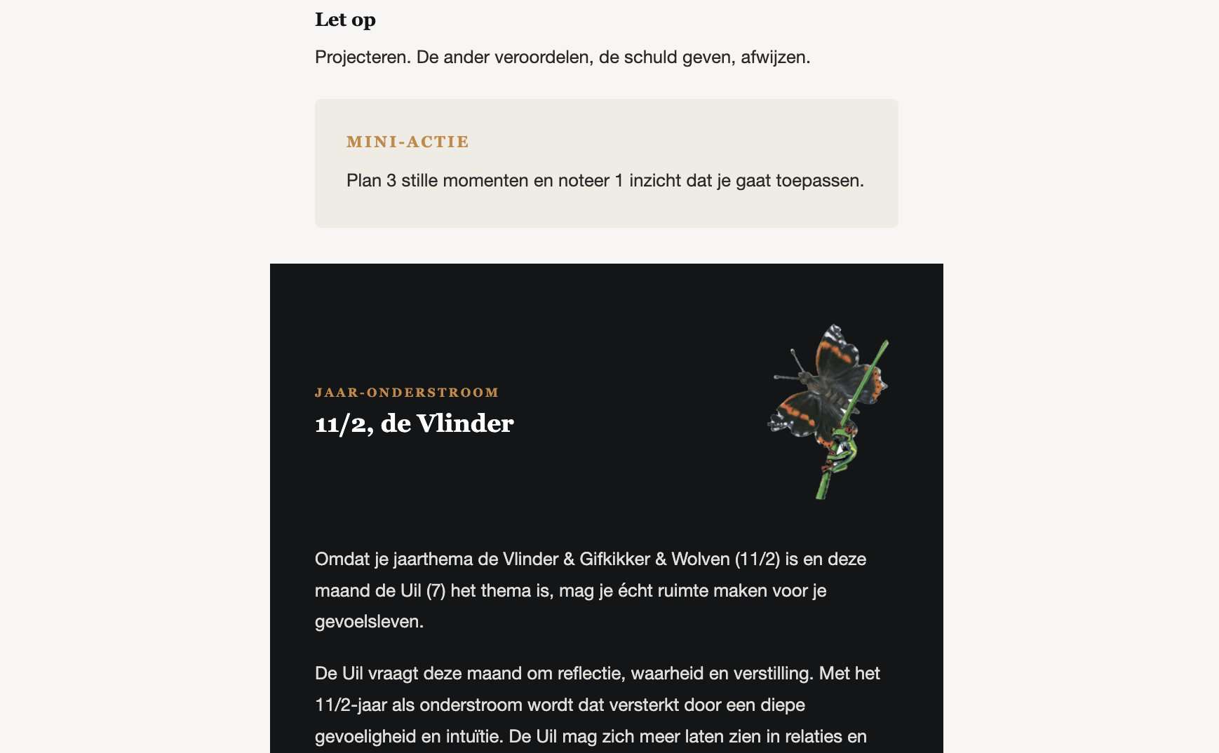 Monthly theme mail — mini action and year undercurrent
