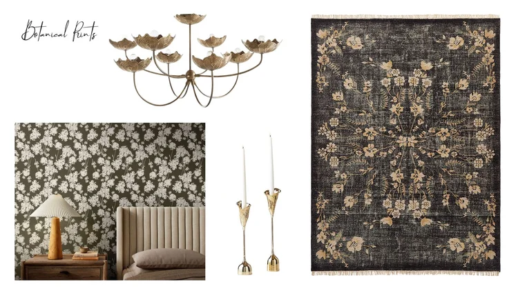 botanical printed home goods 
