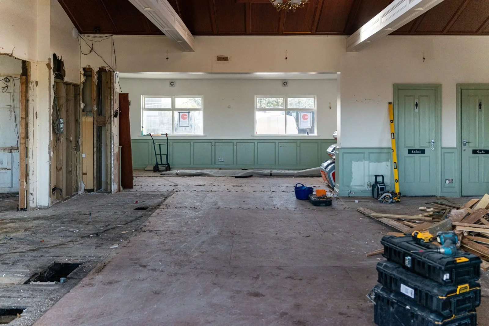 The old bar area at Dunstanburgh Castle Golf Course cleared during the refit