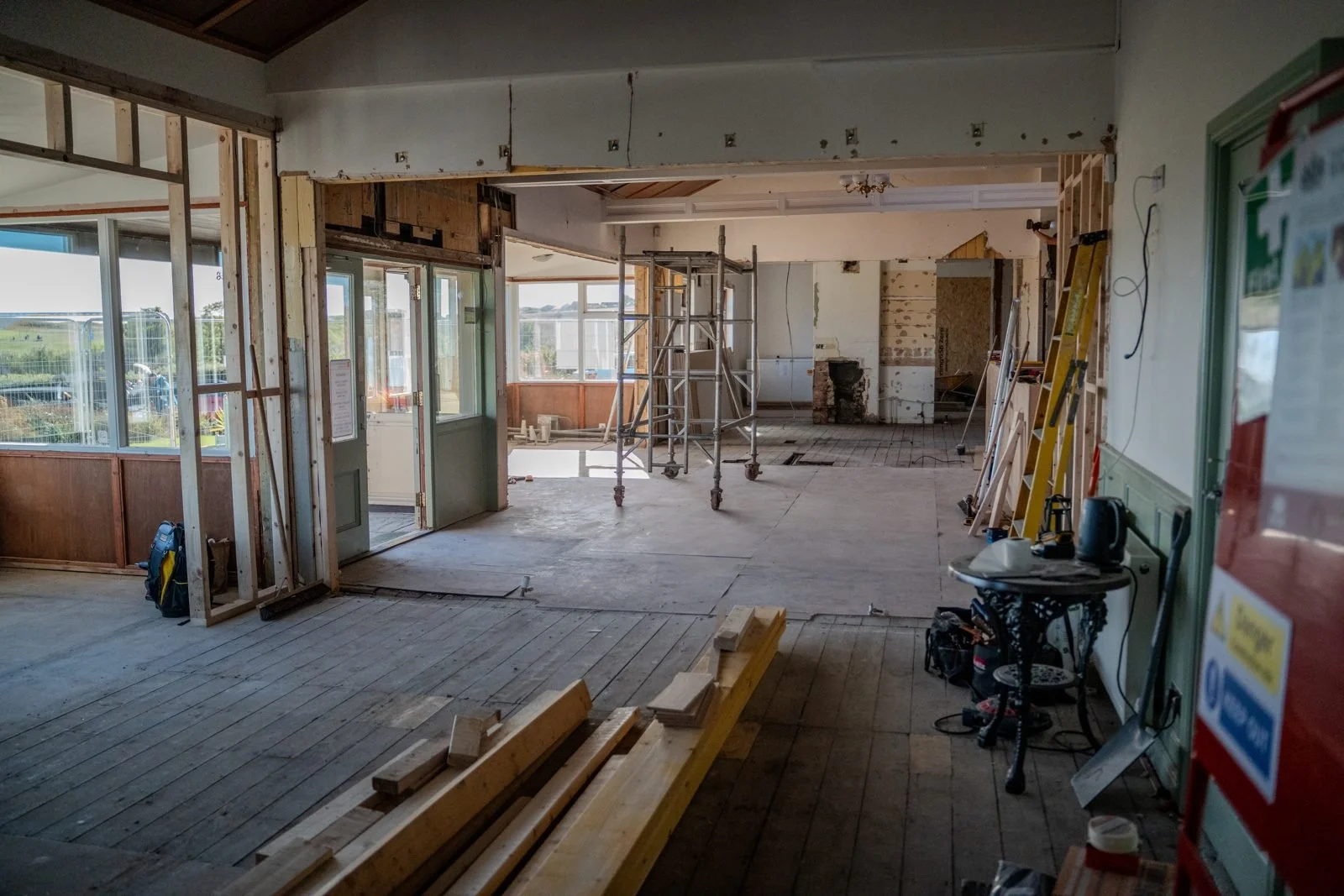 The former dining room at Dunstanburgh Castle Golf Course stripped back for the new reception area