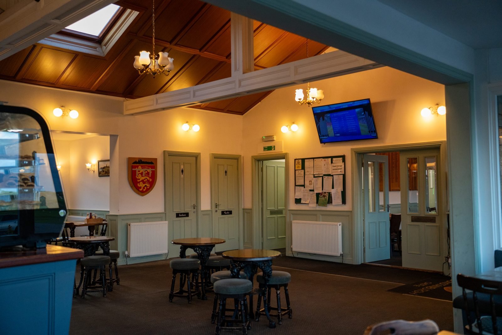 The clubhouse room at Dunstanburgh Castle Golf Course before the refit