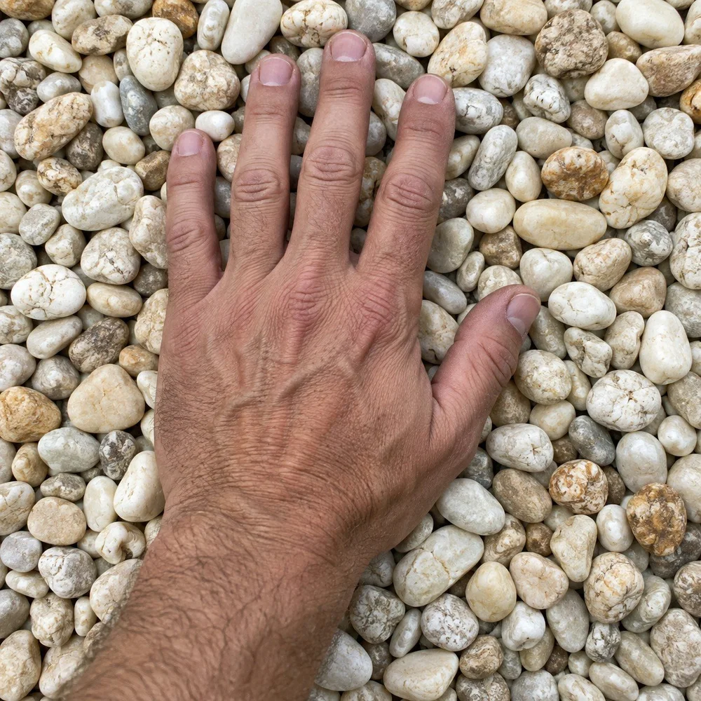 AI-generated showroom illustration of ¾-Inch White River Rock