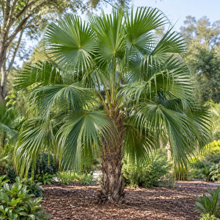 AI botanical illustration of Chinese Fan Palm