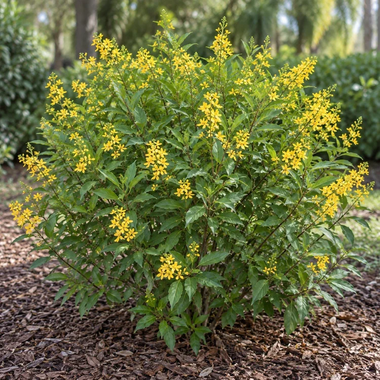 AI botanical illustration of Thryallis (yellow)
