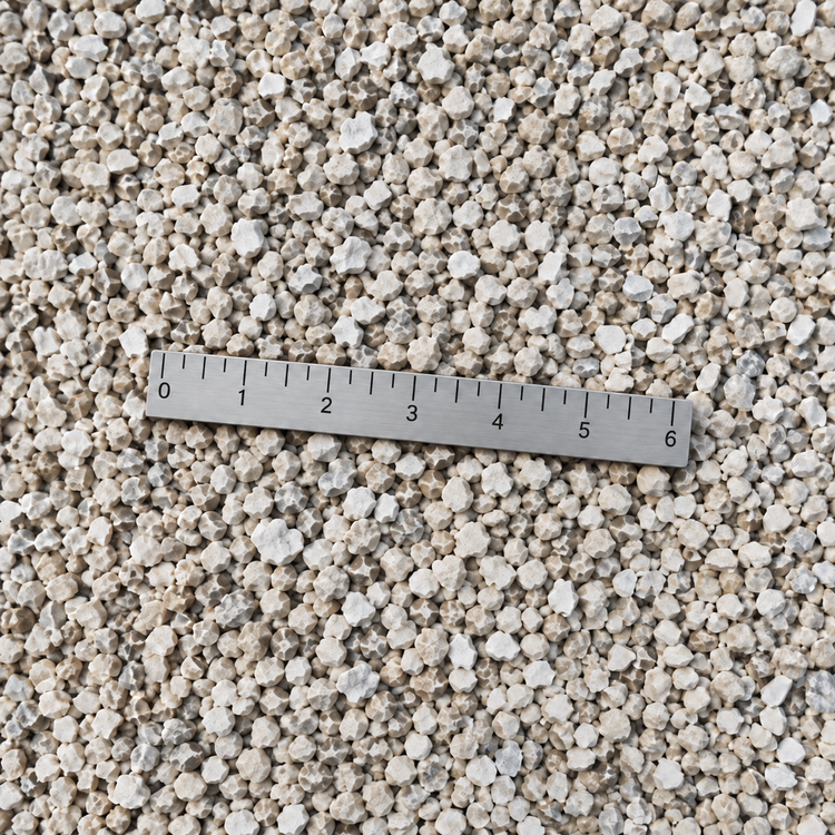 AI illustration of loose stone with natural size variation and a six-inch ruler for approximate scale