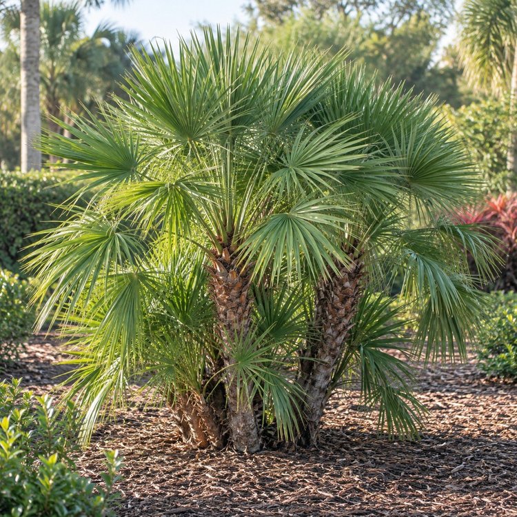 AI botanical illustration of European Fan Palm (multi-trunk)