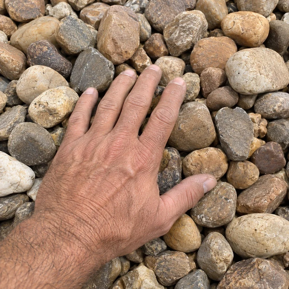 AI-generated showroom illustration of 1½-Inch Brown River Rock
