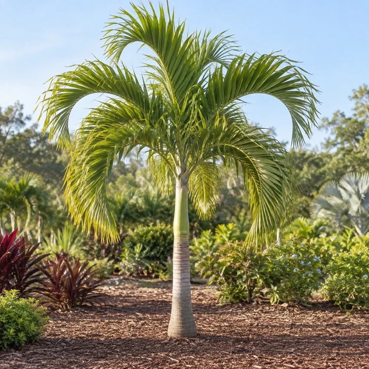AI botanical illustration of Christmas Palm (Adonidia)