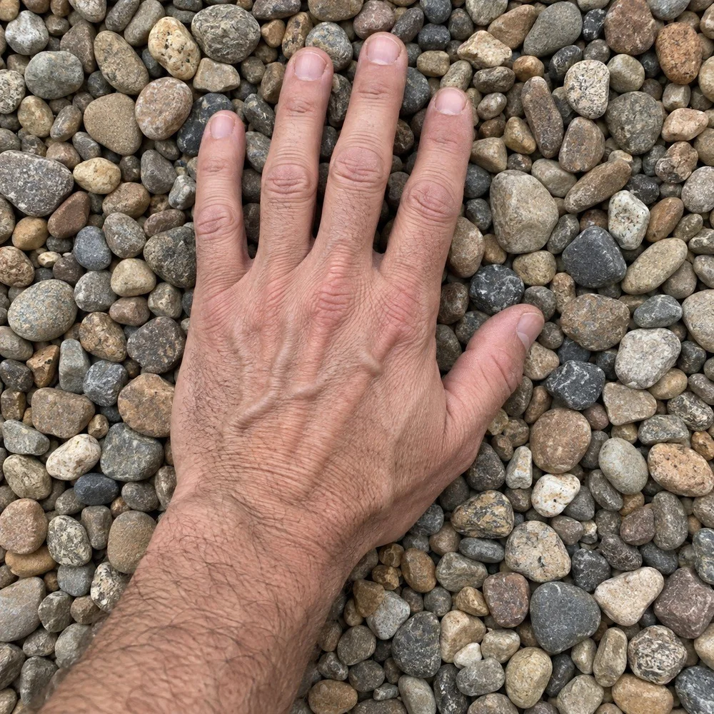 AI-generated showroom illustration of ¾-Inch Brown River Rock