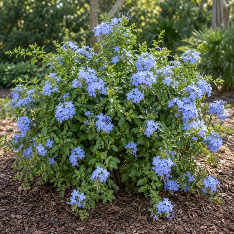 AI botanical illustration of Plumbago — blue or white