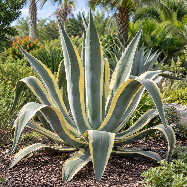 AI botanical illustration of Variegated Agave