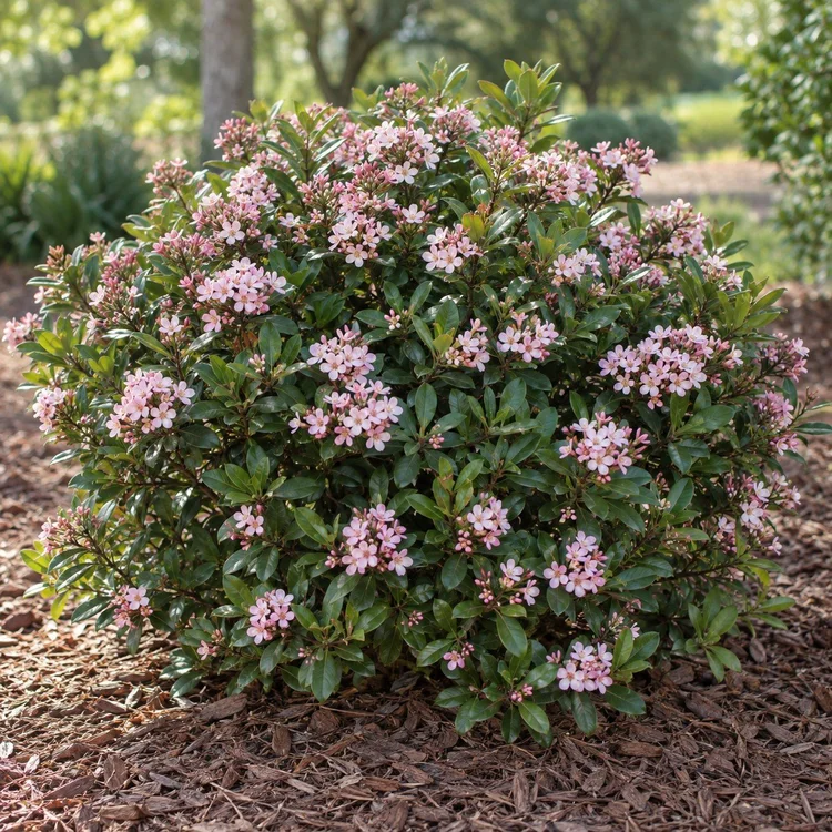 AI botanical illustration of Indian Hawthorn (pink or white)