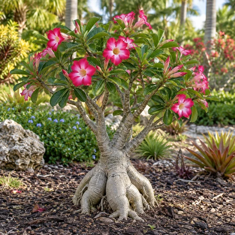AI botanical illustration of Desert Rose (Adenium)