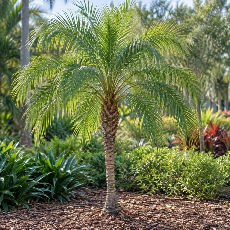 AI botanical illustration of Pygmy Date Palm / Robellini (single)