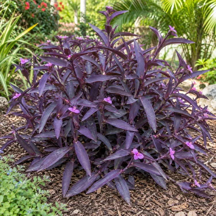 AI botanical illustration of Purple Queen (Tradescantia)