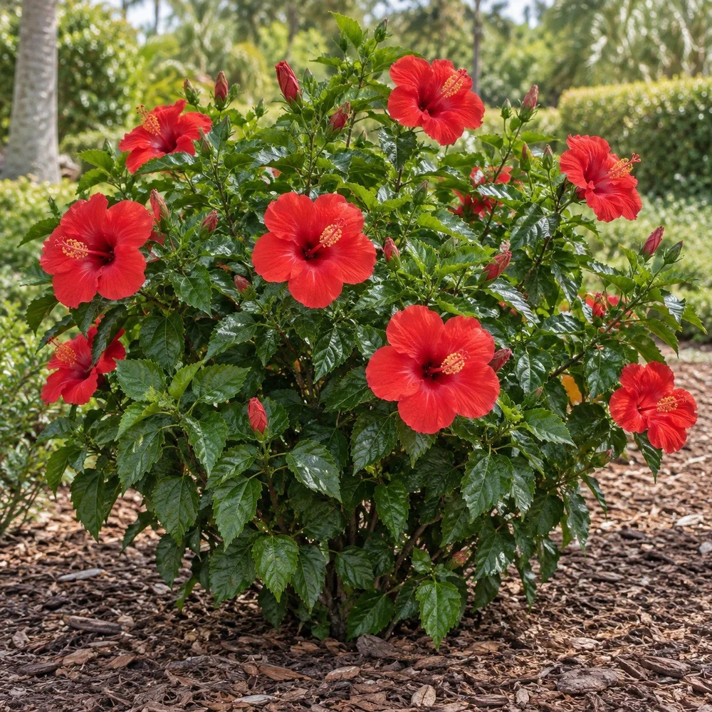 AI-generated showroom illustration of Tropical Hibiscus