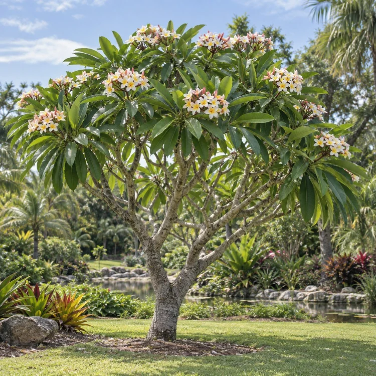 AI botanical illustration of Frangipani / Plumeria