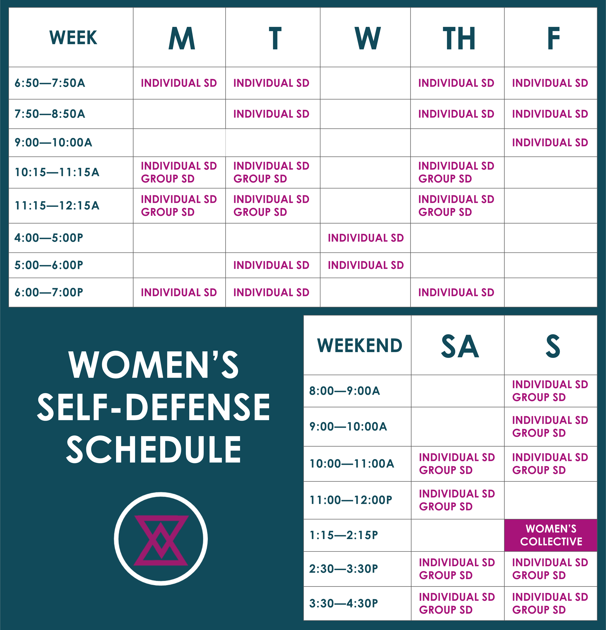 Excelsior Weekly Schedule