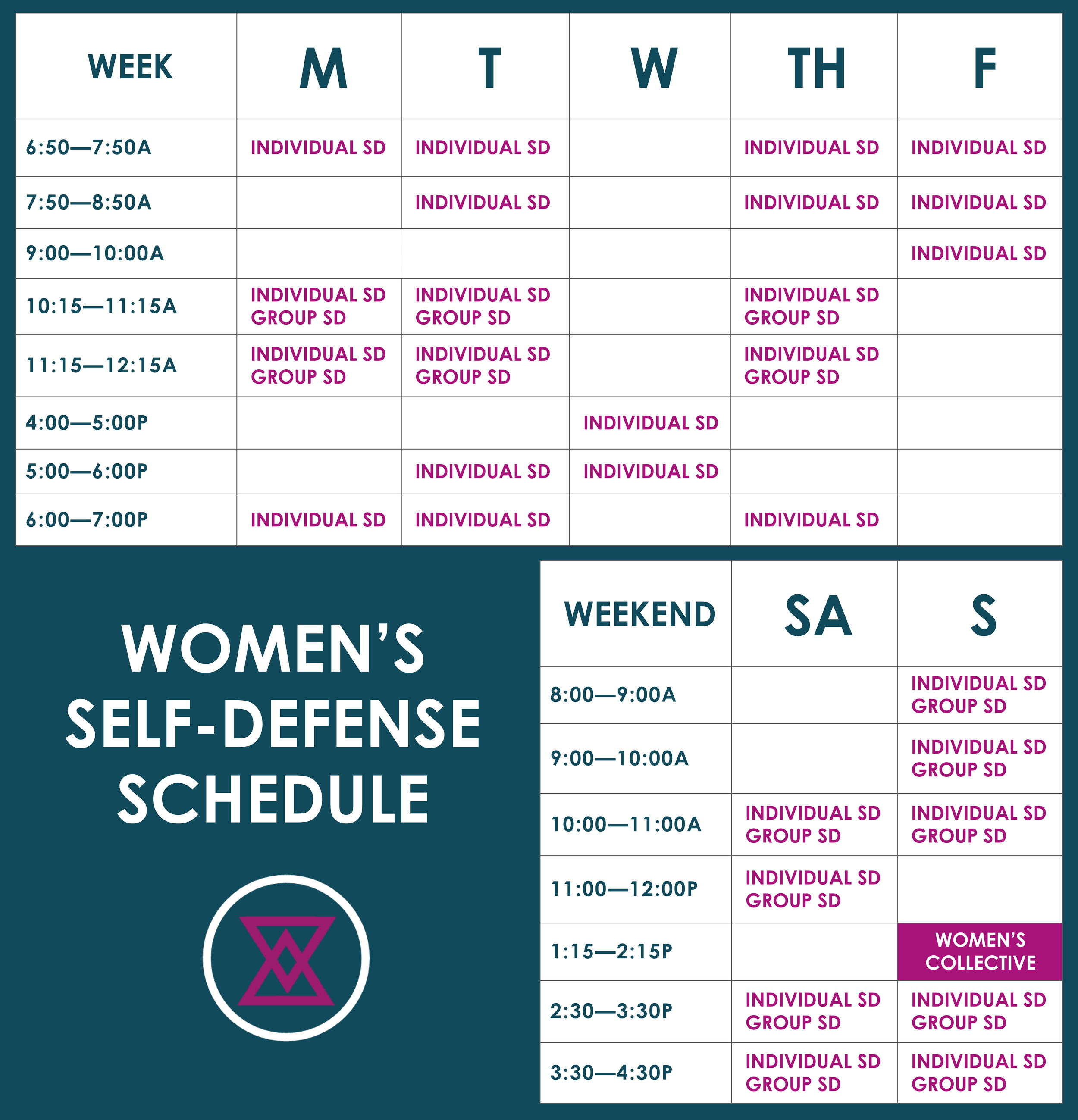 Self-Defense Schedule