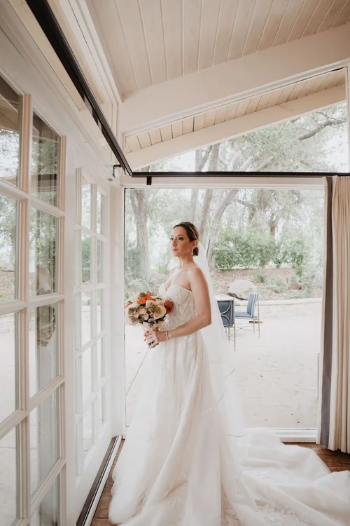 Lace A-line with a court train — gown 7.3 at a Los Angeles wedding