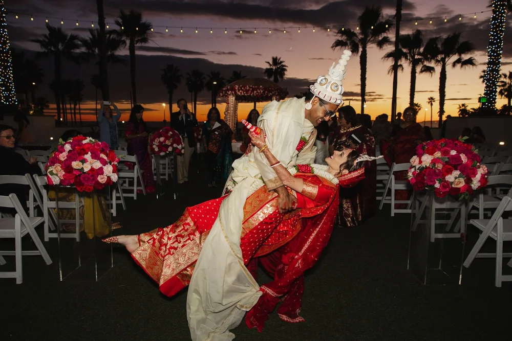Oceanfront wedding portrait at Paséa Hotel & Spa in Huntington Beach