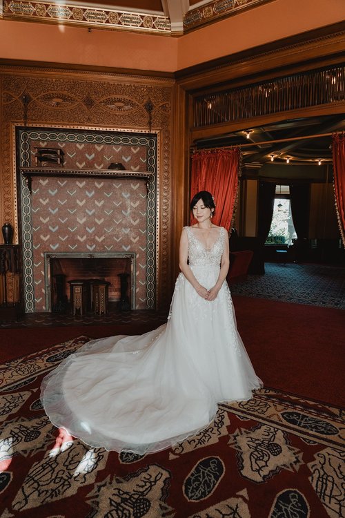 A-line lace with a tulle overskirt — gown 6.0 at a Los Angeles wedding