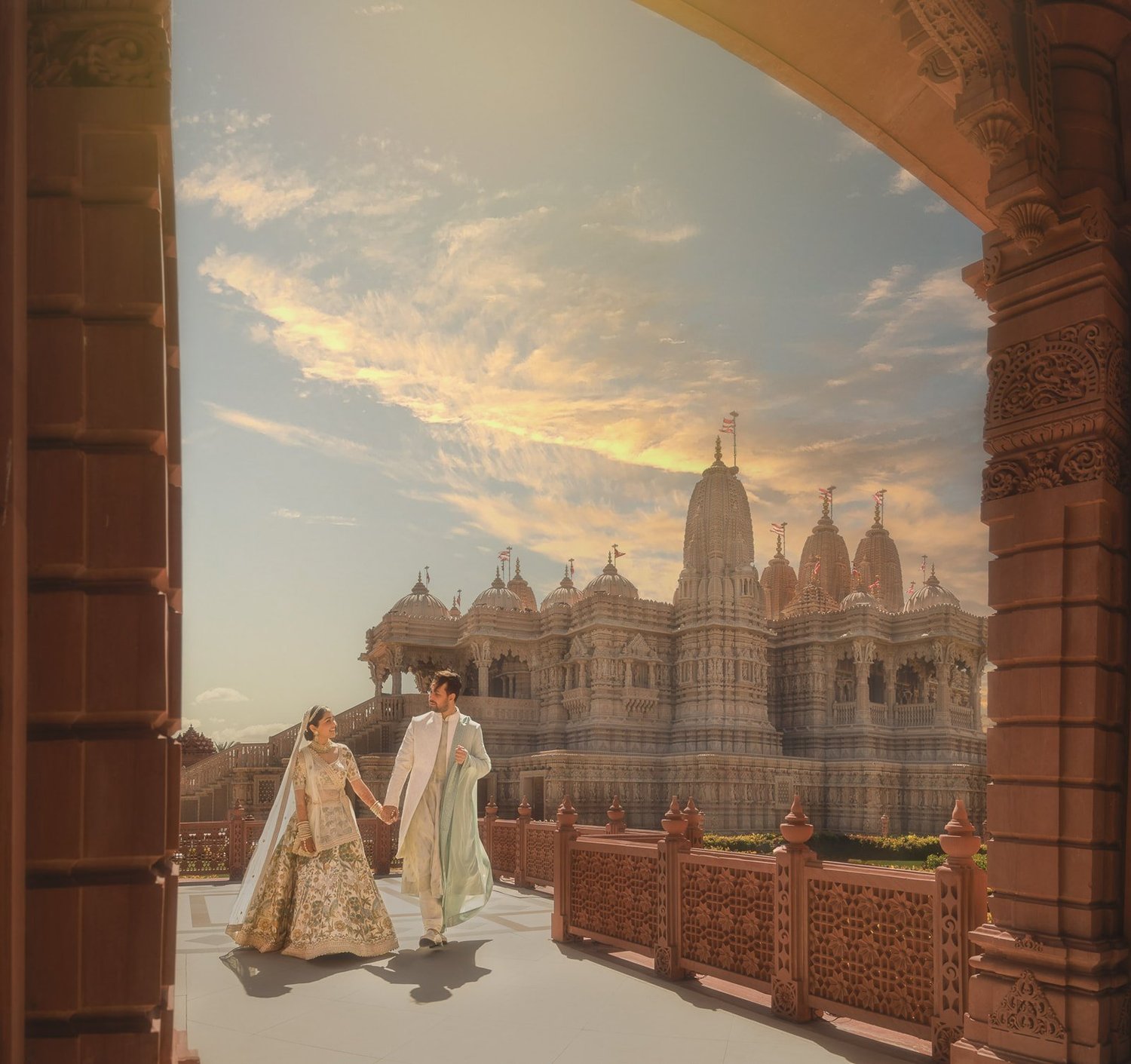 Mandap ceremony at a BAPS temple Indian wedding