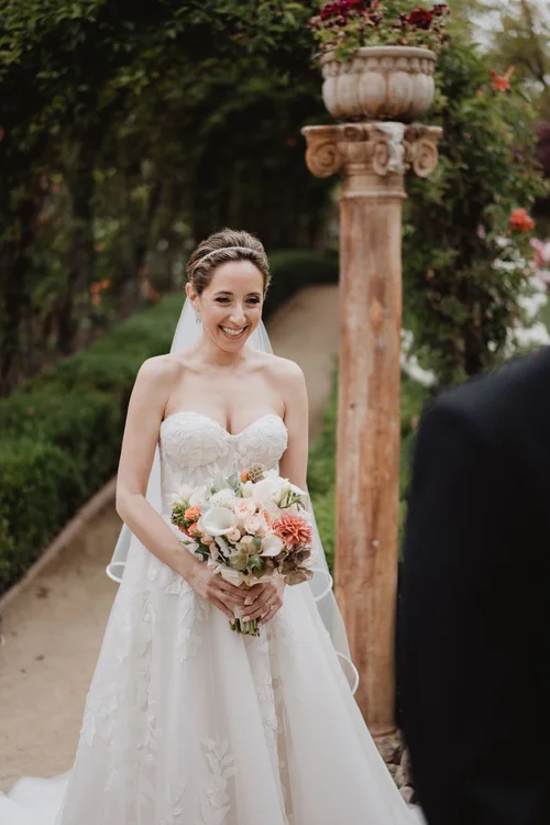 Lace A-line with a court train — gown 7.2 at a Los Angeles wedding