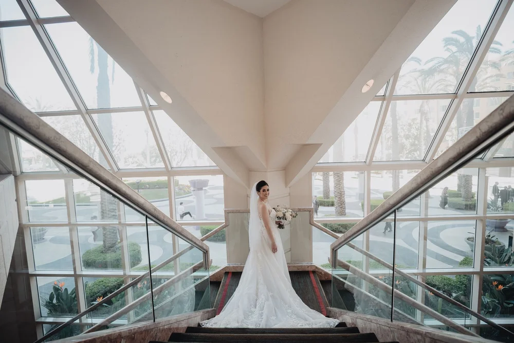 Ballroom wedding reception at Hyatt Regency Orange County in Garden Grove