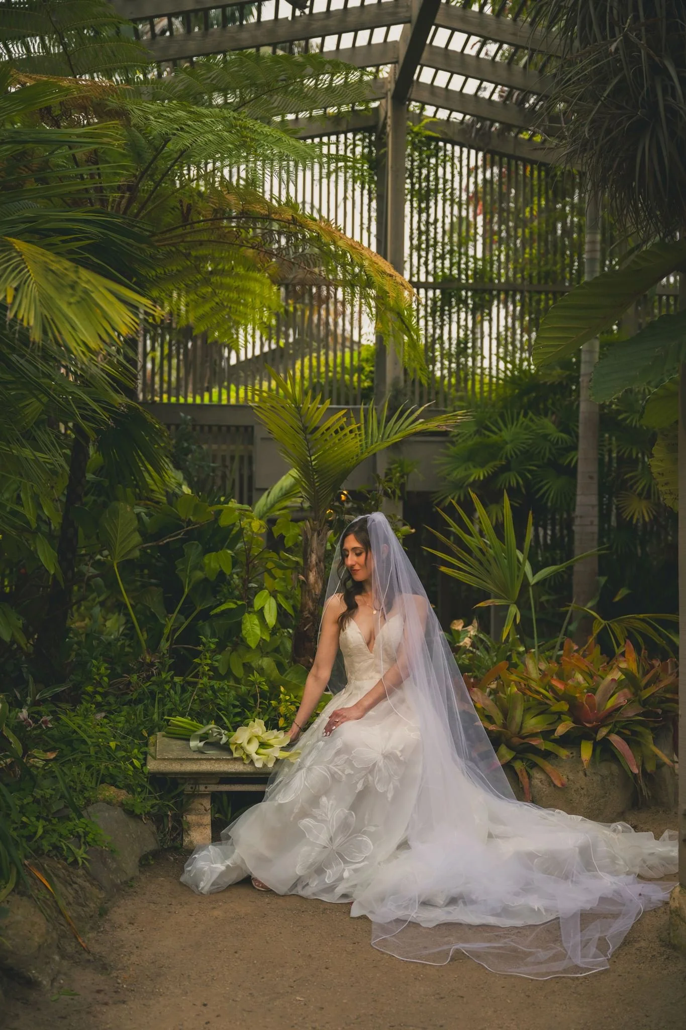Botanical garden wedding portrait at Sherman Library & Gardens in Corona del Mar