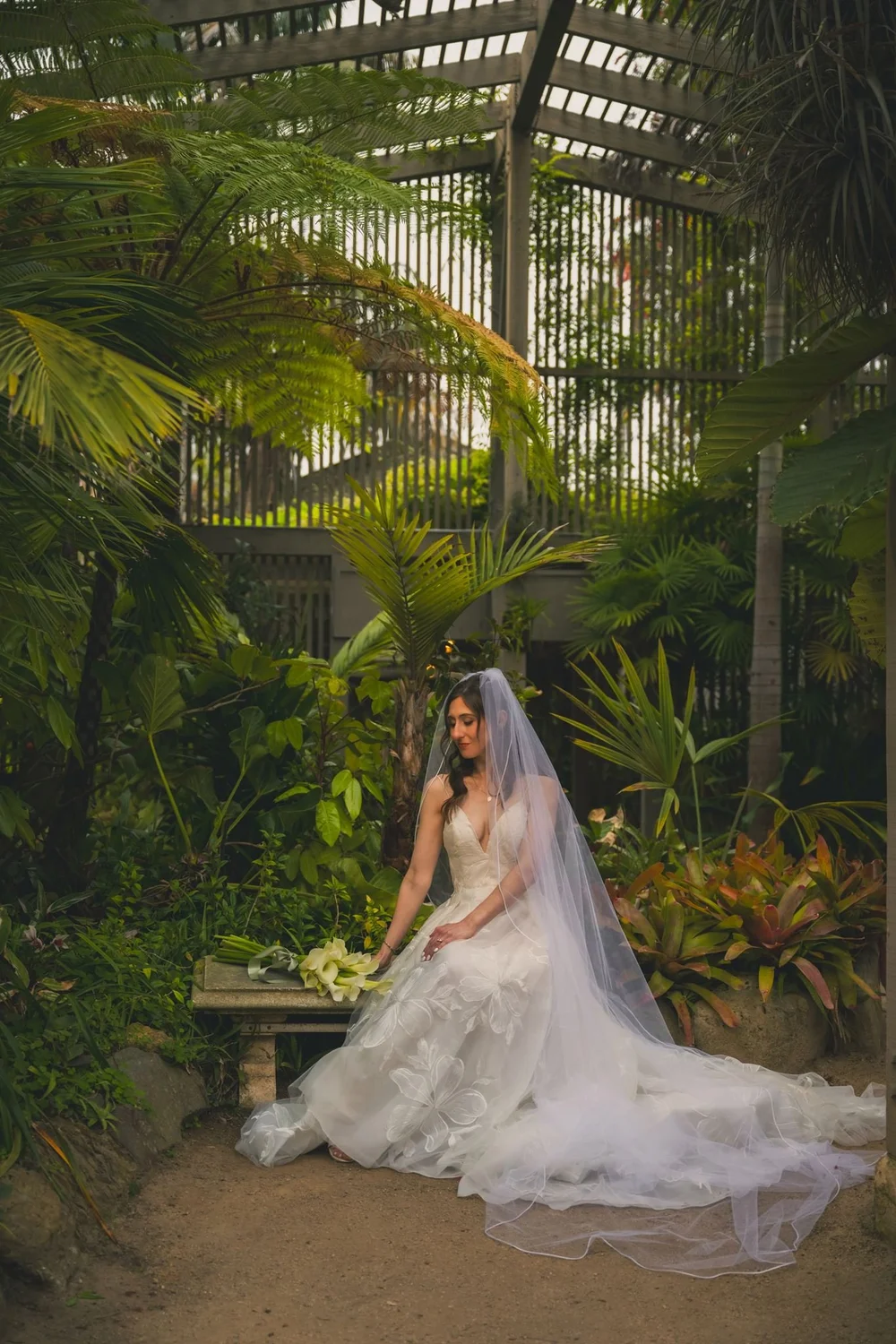 Botanical garden wedding portrait at Sherman Library & Gardens in Corona del Mar