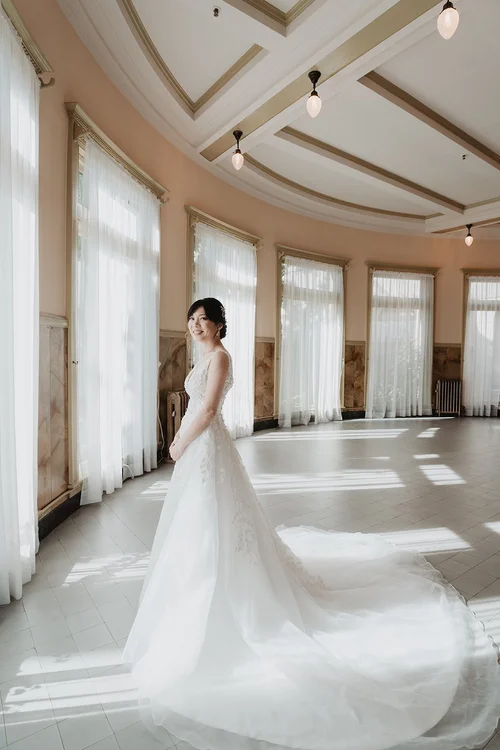 A-line lace with a tulle overskirt — gown 6.1 at a Los Angeles wedding