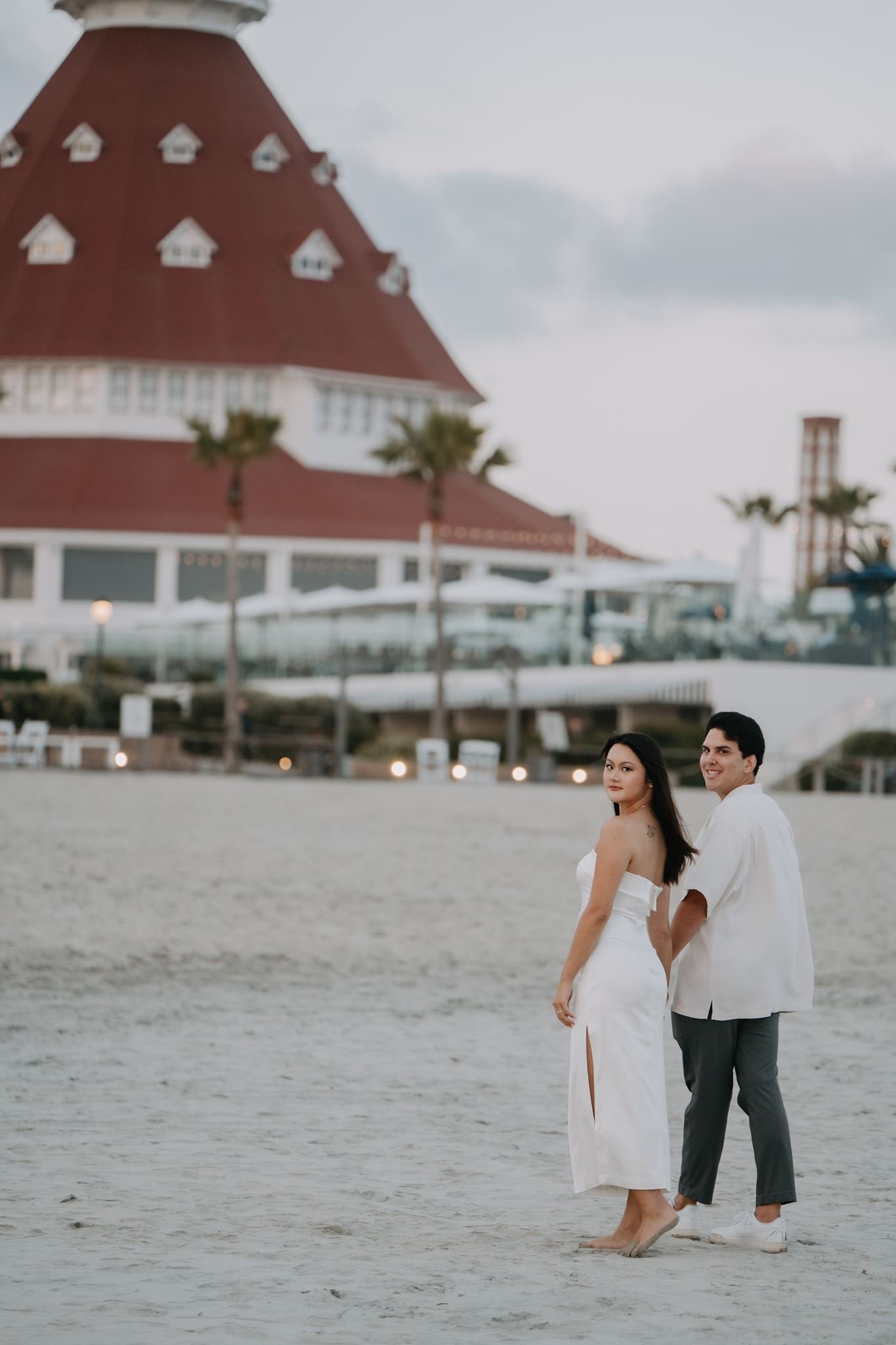 Wedding portrait on the beach near Tom Ham's Lighthouse in San Diego