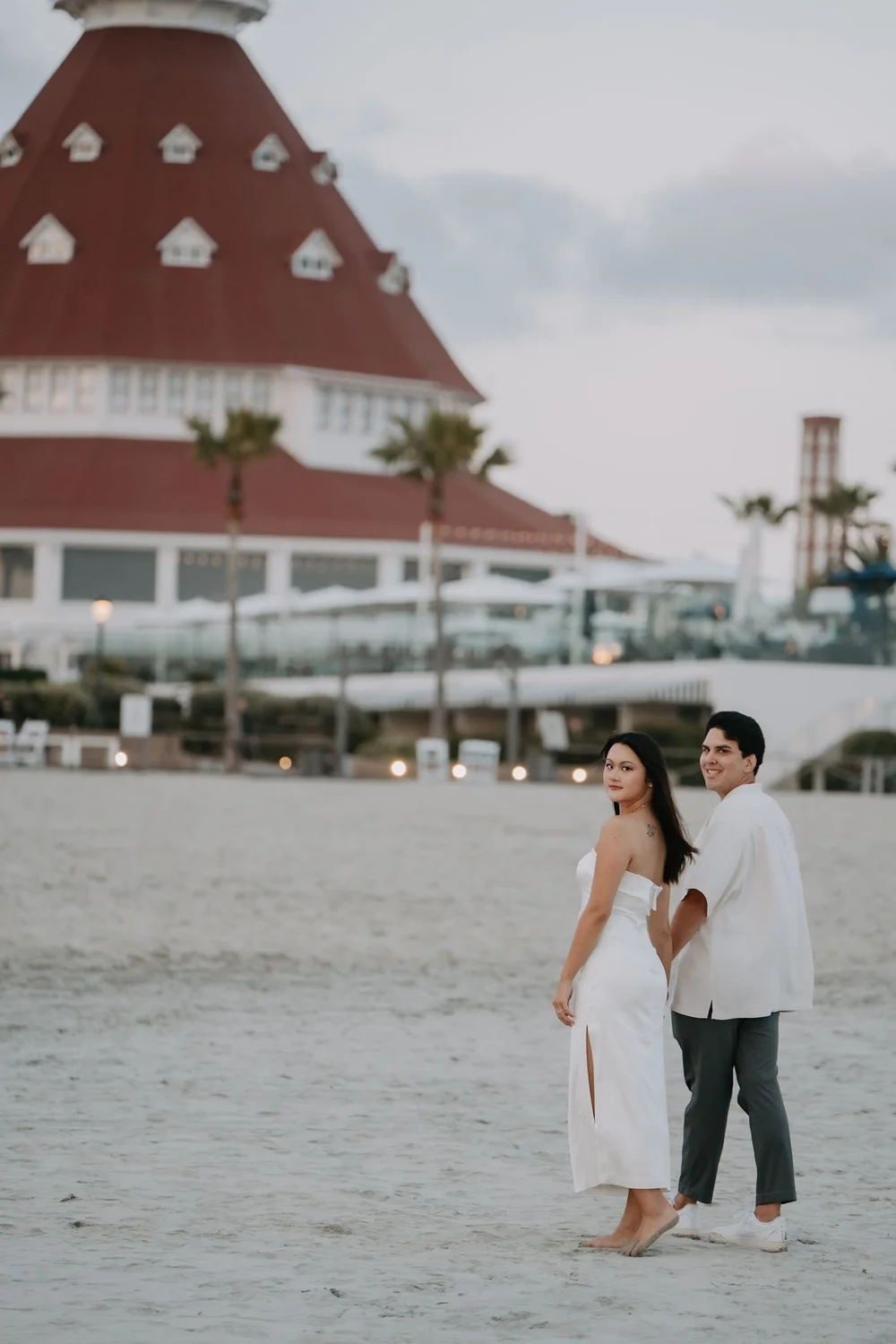 Wedding portrait on the beach near Tom Ham's Lighthouse in San Diego