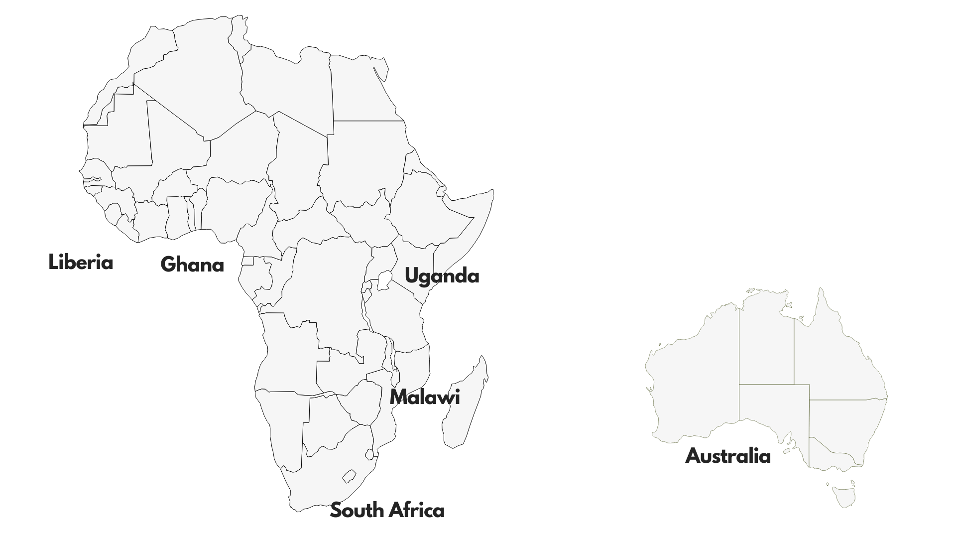 Map showing The Cova Project locations