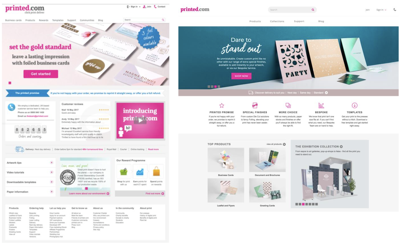 Old Printed.com homepage screenshot