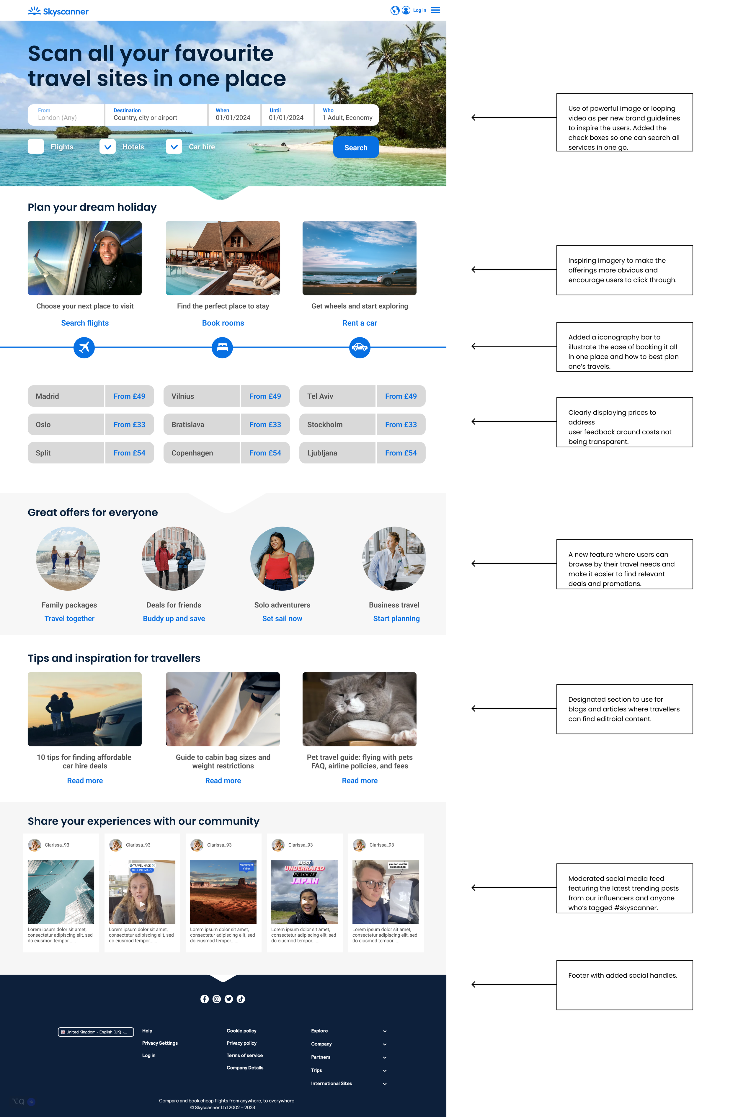 Full annotated desktop homepage concept