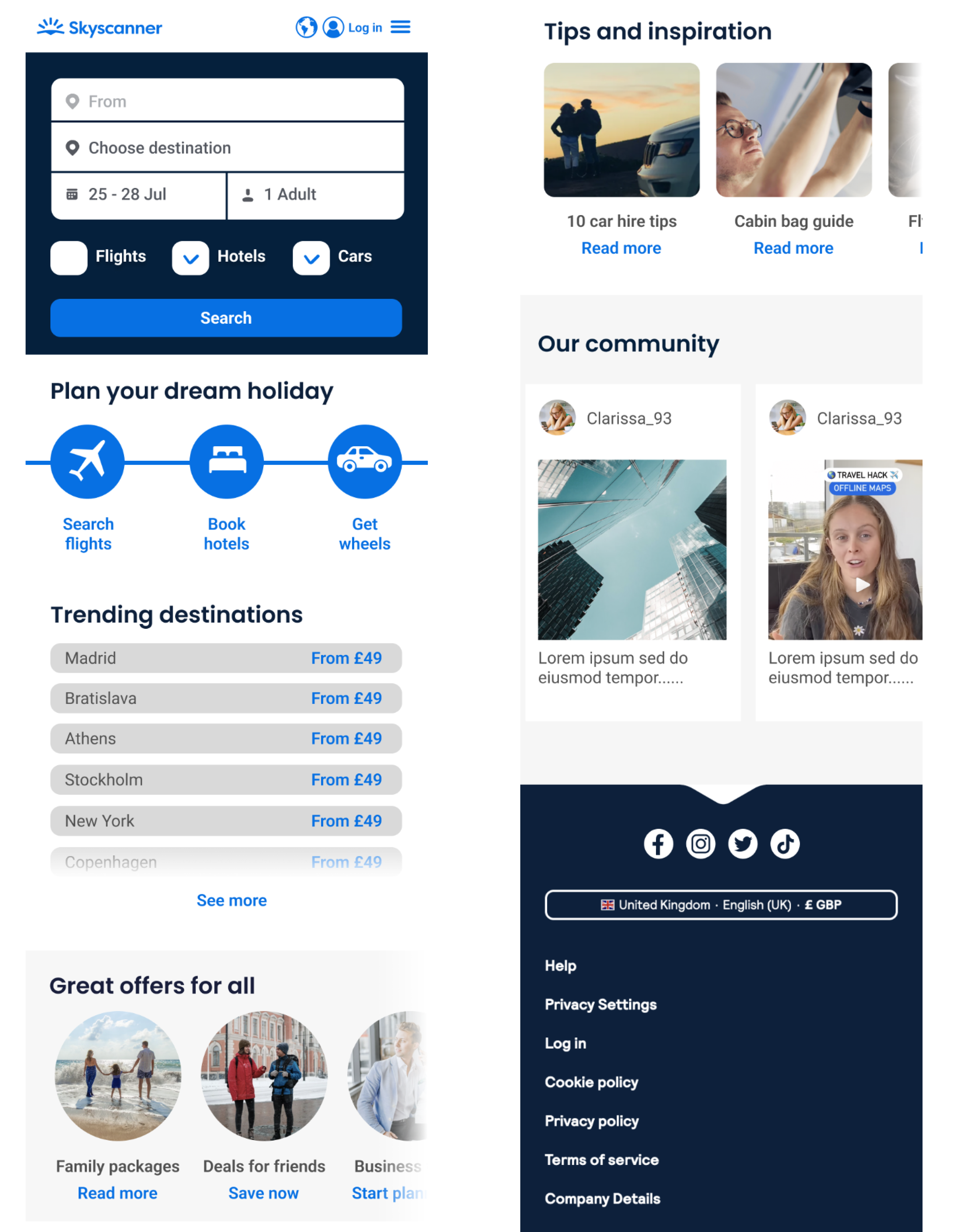 Full mobile homepage concept — responsive layout