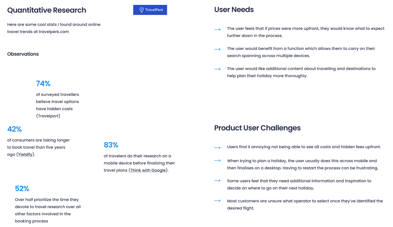 Research overview — quantitative findings, user needs, and product challenges