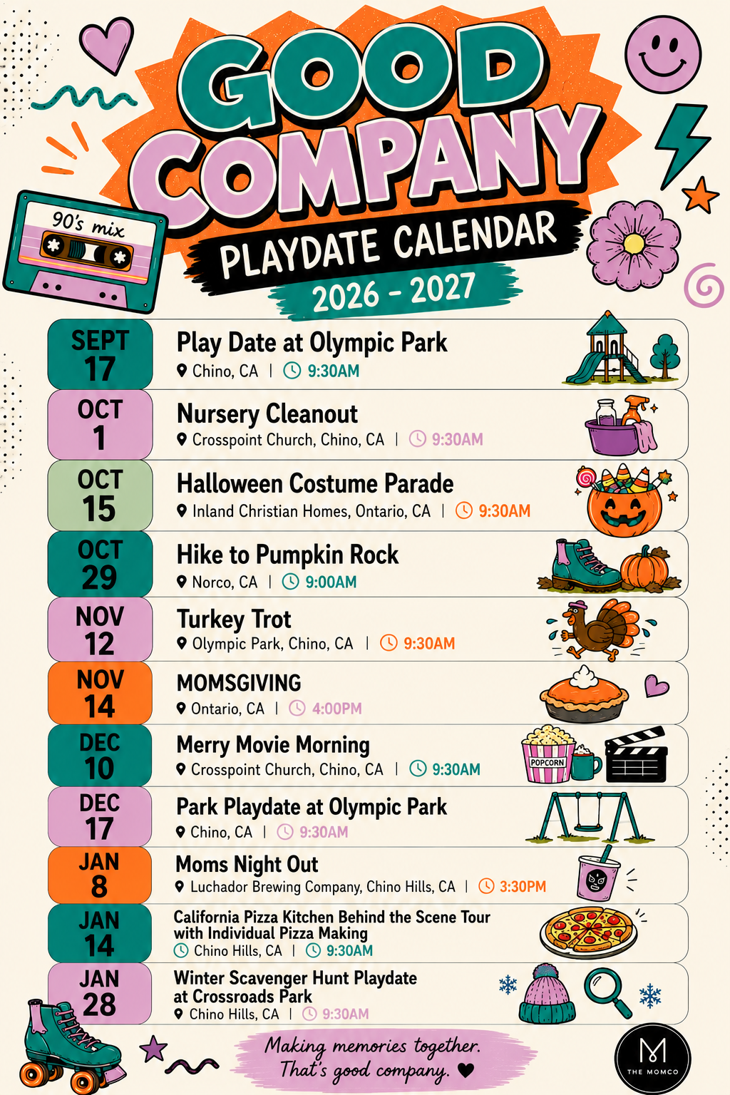 MomCo Play Dates Calendar