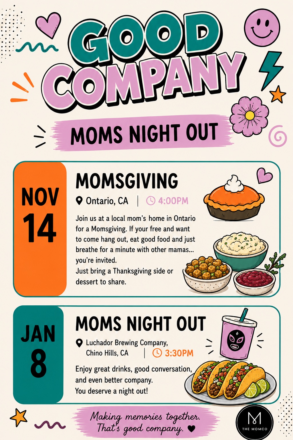 MomCo Mom's Night Out Calendar