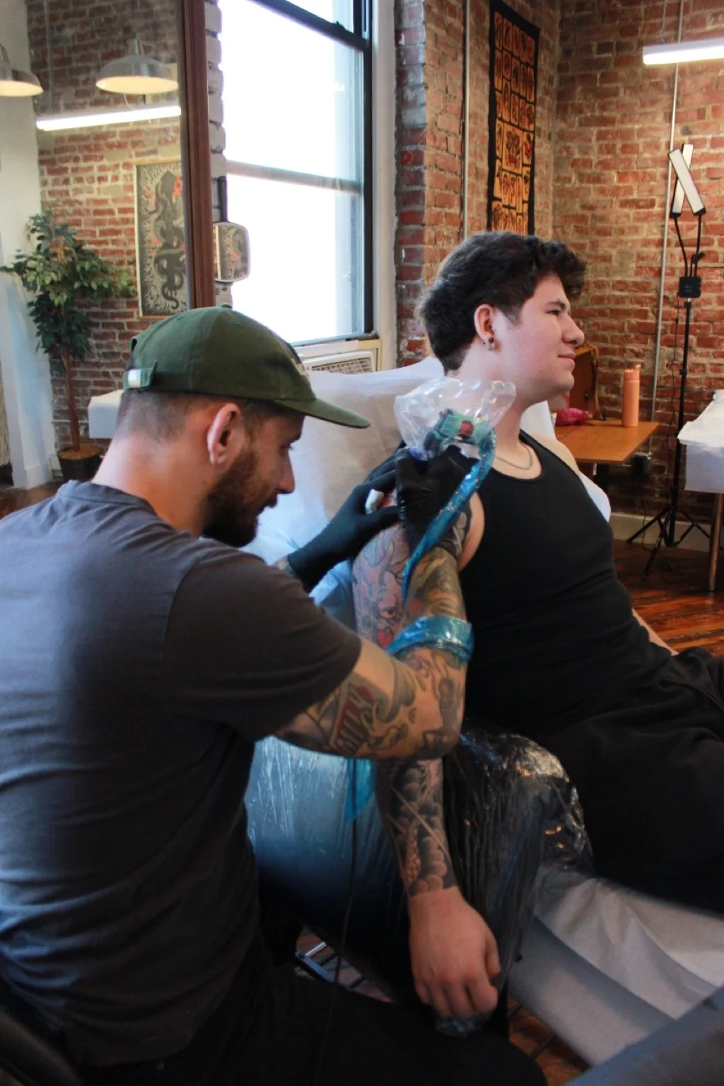 Tattooing in the studio