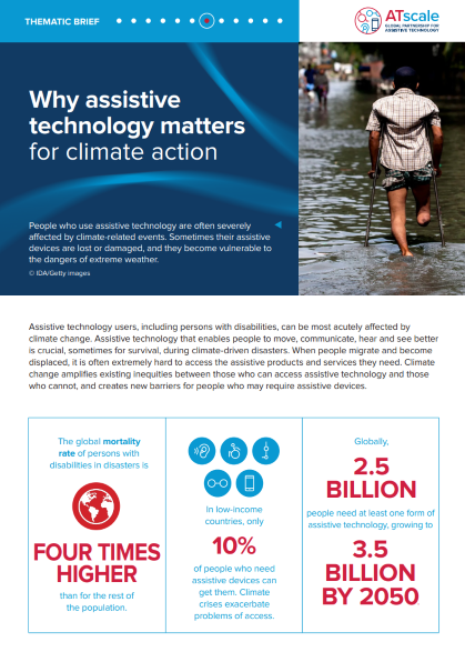 Thumbnail of thematic brief on why assistive technology matters for climate action