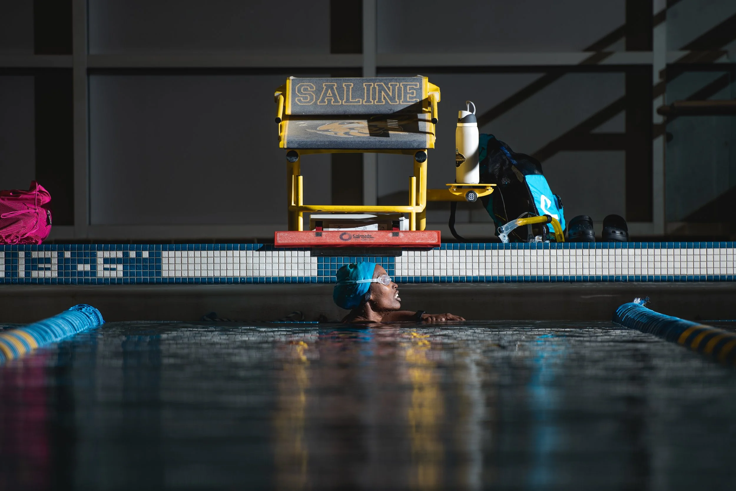Competitive swimmer in pool